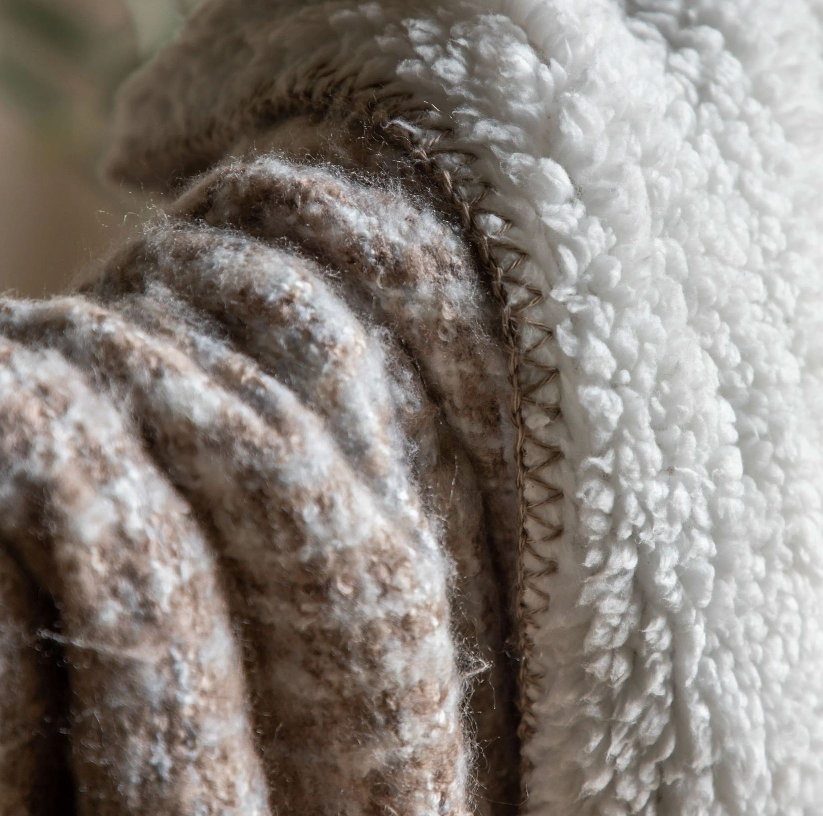 Faux Mohair Sherpa Throw – Natural