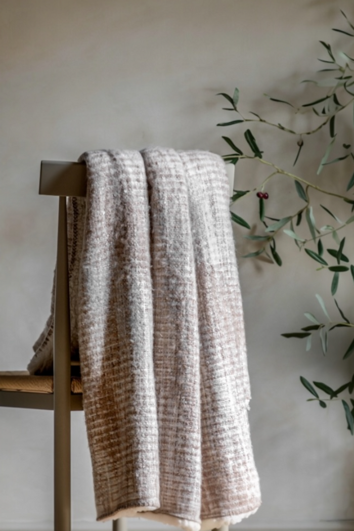 Faux Mohair Sherpa Throw – Natural