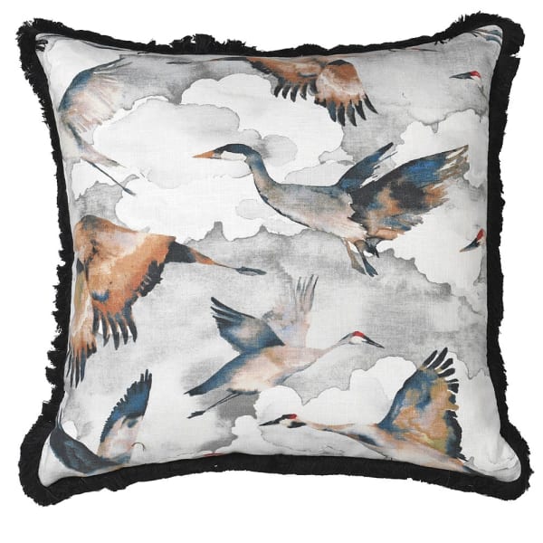 Grey Crane Cushion Cover Single H:60cm x W:60cm