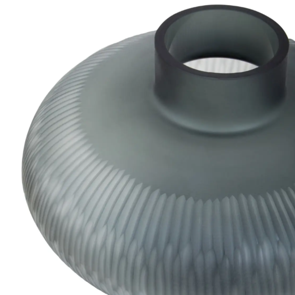 Grey squat vase view of top and vase opening