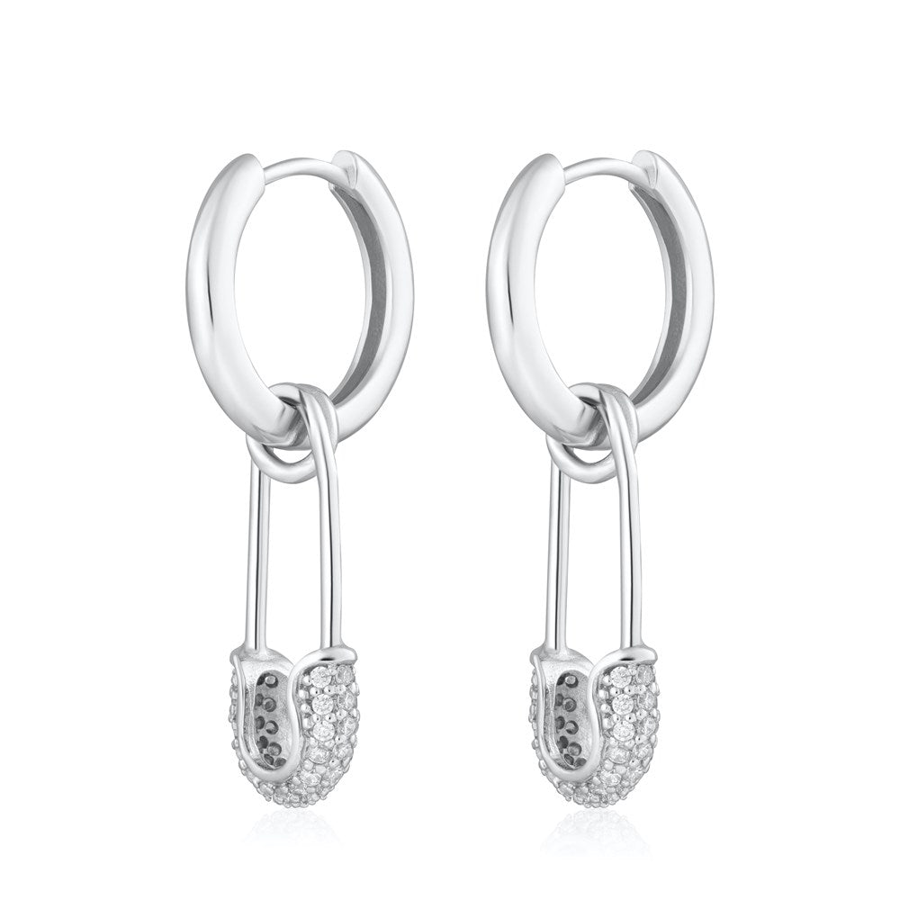 Hannah Martin Safety Pin Charm Hoop Earrings