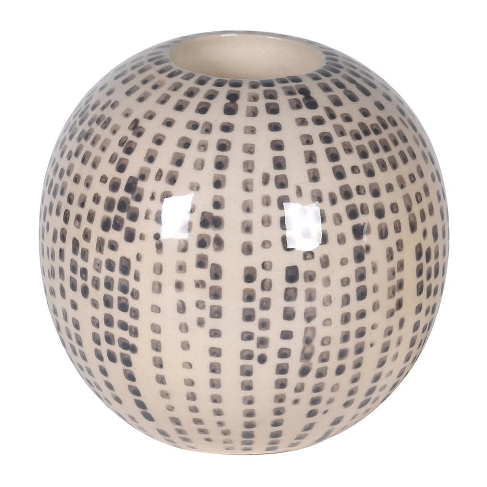Hand painted Tea light holder in greys and cream. Elm & Grey