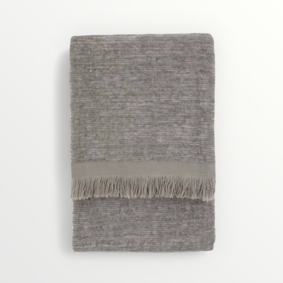 Haven Chenille Grey - Luxuriously Soft Knitted Throw