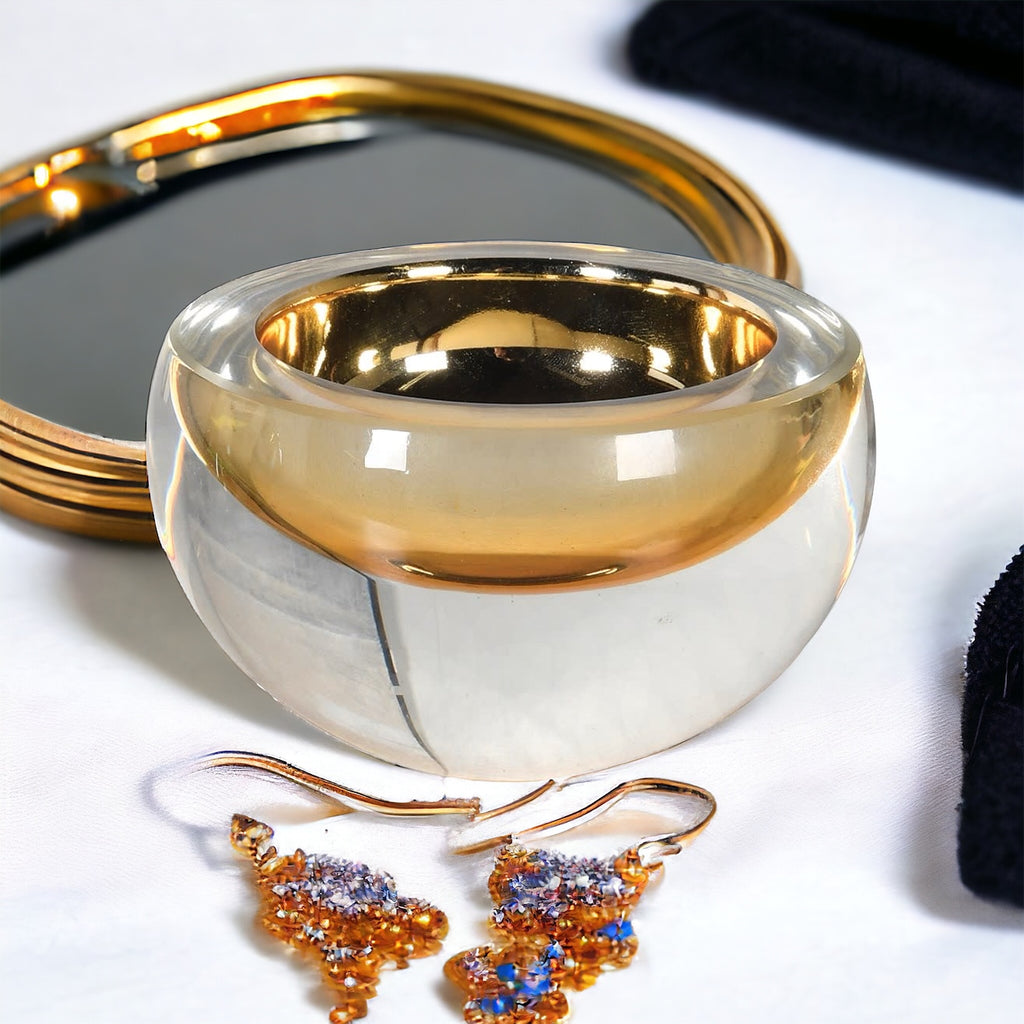 Small Gold Crystal Tea Light or Trinket Jewellery Holder Bowl