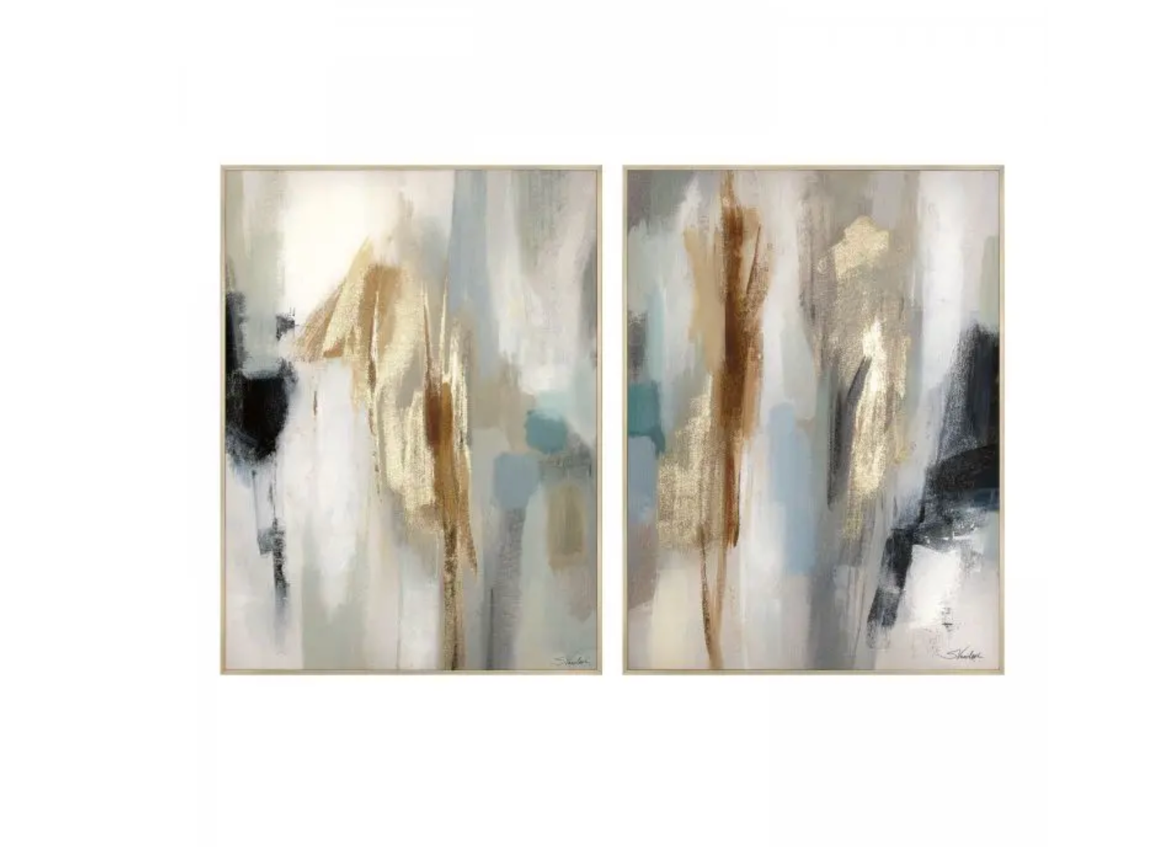 Inspired Framed Canvas | Large Abstract Gold Foil Wall Art