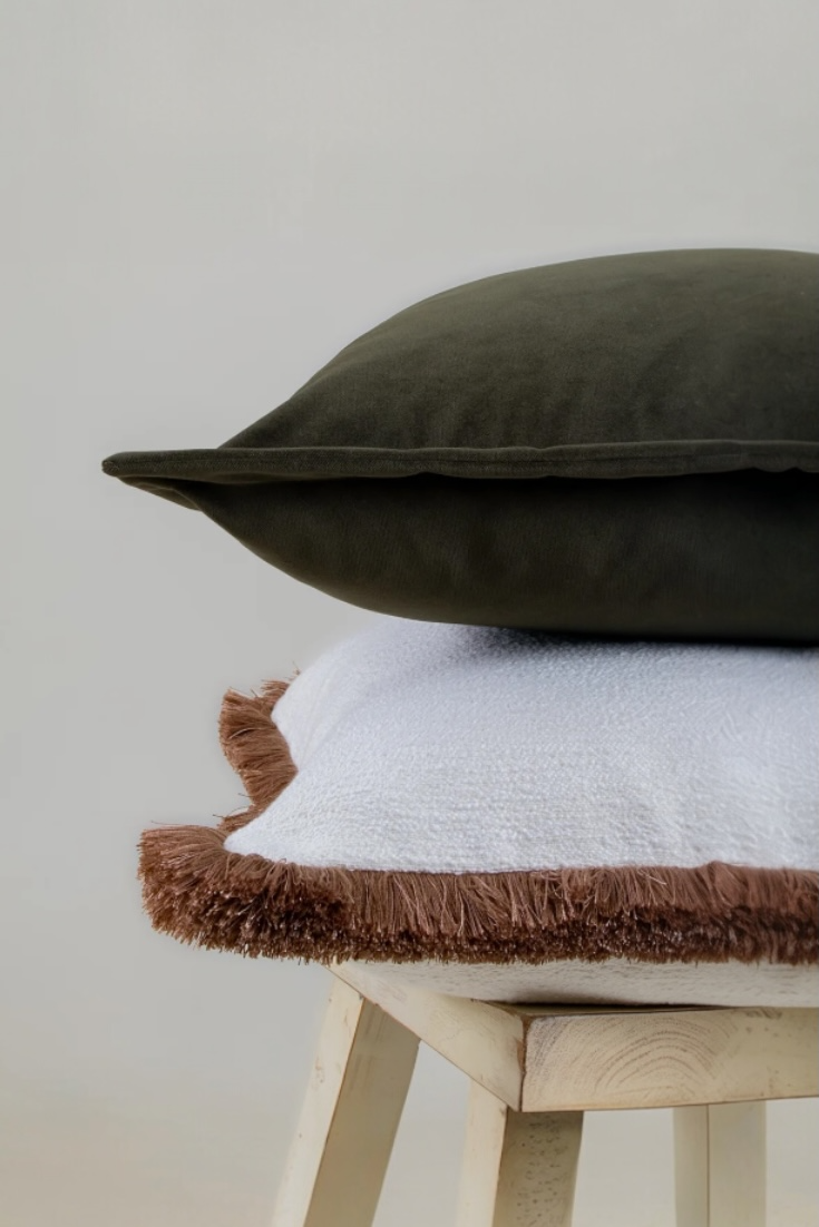 Juniper Green Velvet Cushion with Cuff