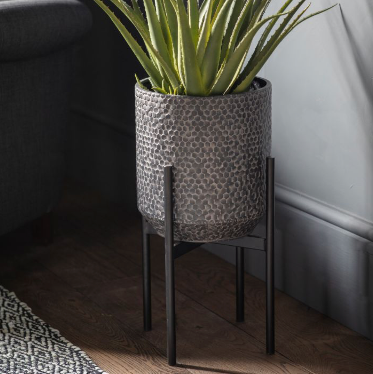 Large Orla Textured Metal Planter