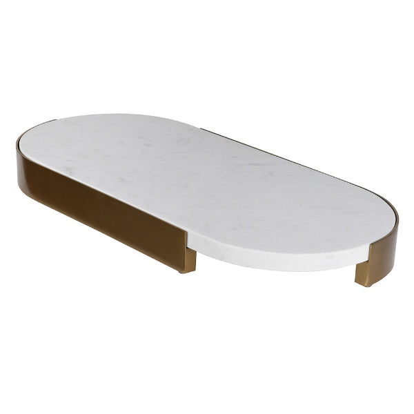 Large Oval marble tray with brass edging 