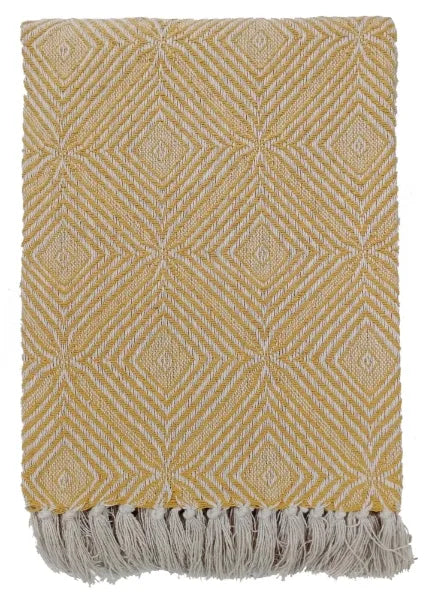 Mustard Diamond Pattern Throw 130cm x 180cm