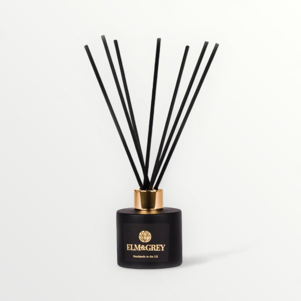 Matt Black Diffuser and Reeds from Elm and Grey with white background