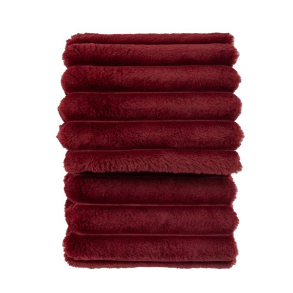 Luxe Cascade Faux Fur Throw Blanket in Merlot
