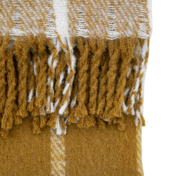 The Highland Retreat Throw – Luxurious Mohair Blanket in Mustard Check
