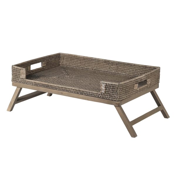 Neutral Rattan Breakfast Tray on Legs. Elm & Grey 