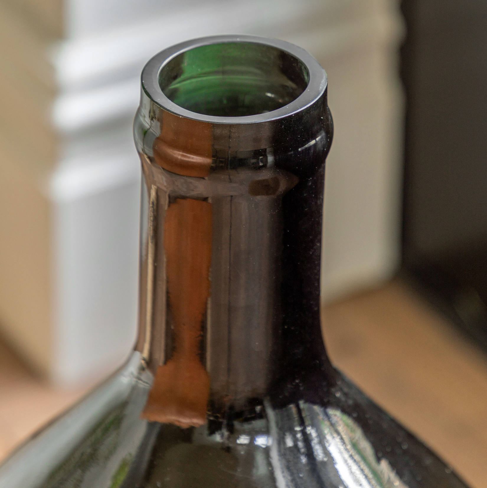 Olive Glass Floor Vase – Oversized Handblown Bottle Vase