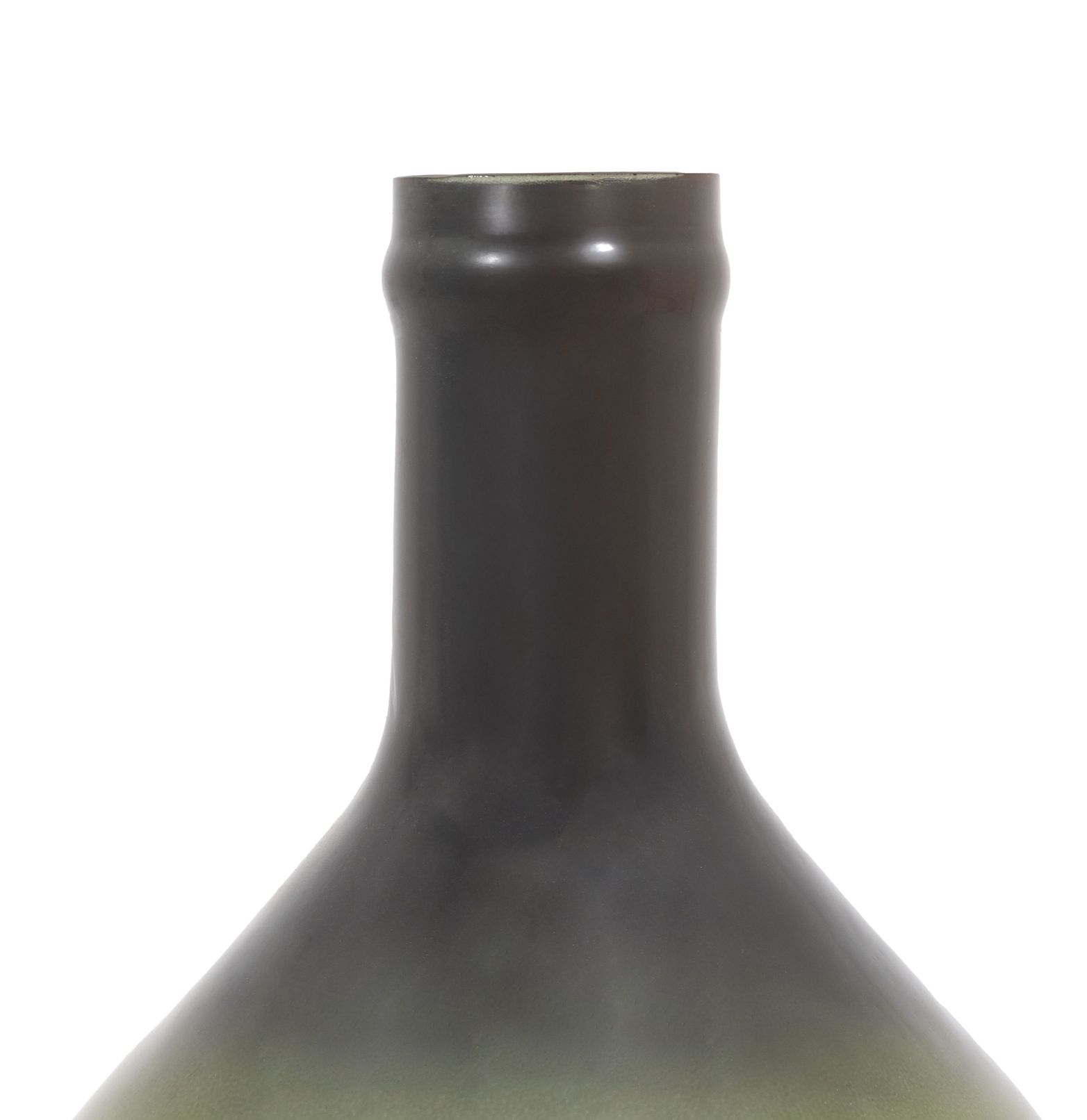 Olive Glass Floor Vase – Oversized Handblown Bottle Vase