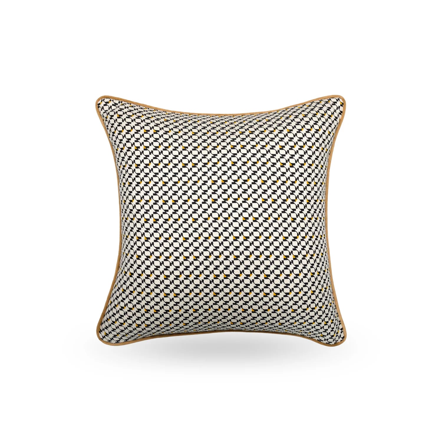 Decorative pillow with a geometric pattern on a white background