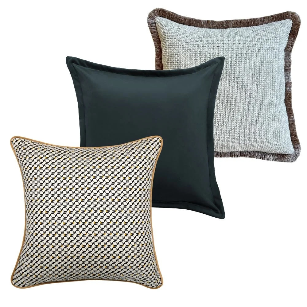Petrol, Onyx & Sesame Curated Cushion Trio