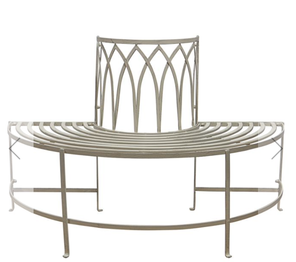 Outdoor Bench Tree Distressed White