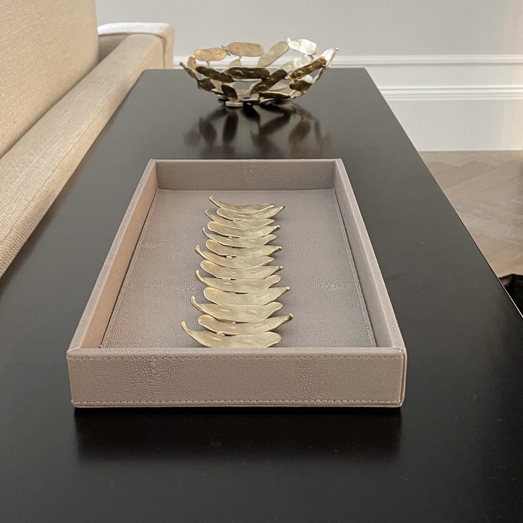 Faux Shagreen Retangular Tray in Fawn