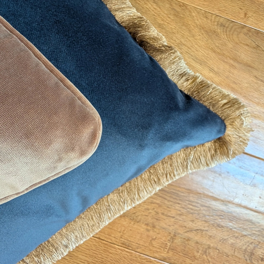 Petrol, Caramel & Lumbar Pearl Velvet Cushion Trio