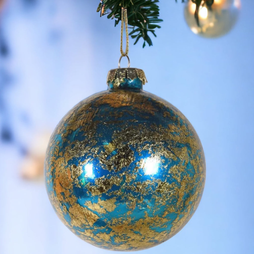 Turquoise and Gold Bauble - set of 3