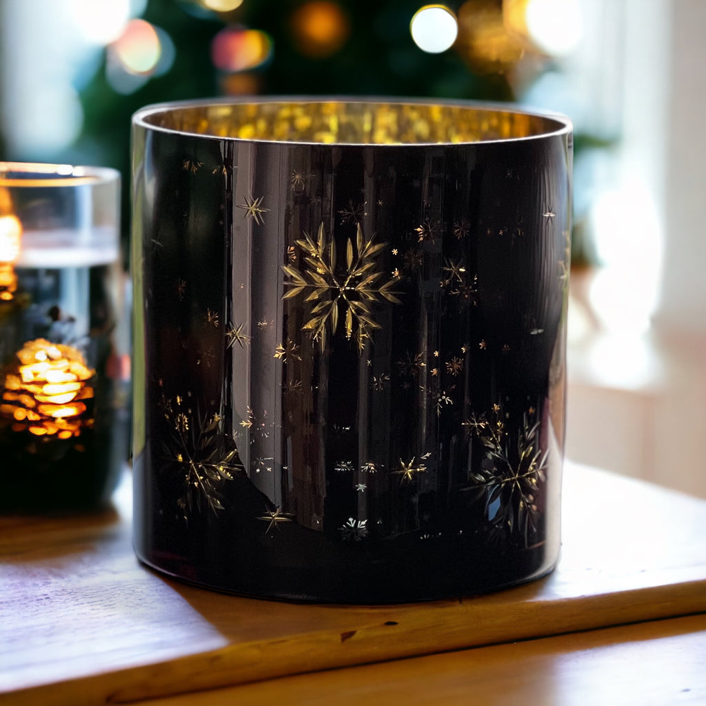 Snowflake Dark Blue-Black Candle Holder