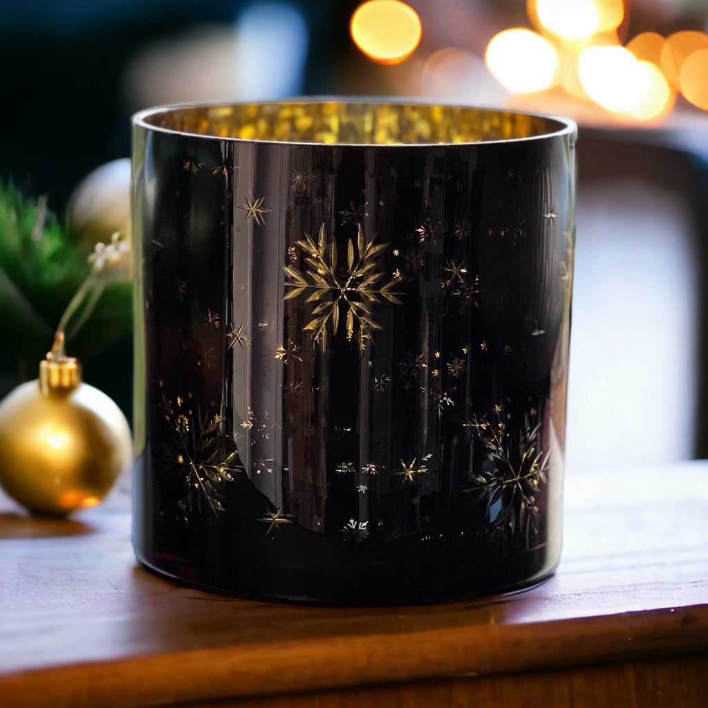 Snowflake Dark Blue-Black Candle Holder