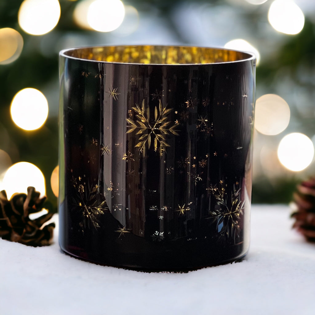 Snowflake Dark Blue-Black Candle Holder