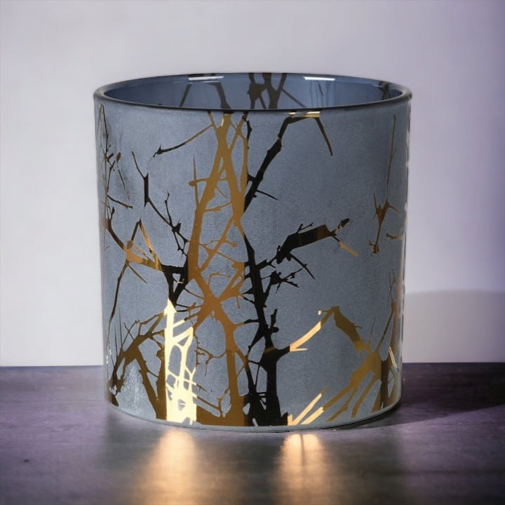 Gold Frosted Twig Design Candle Holder
