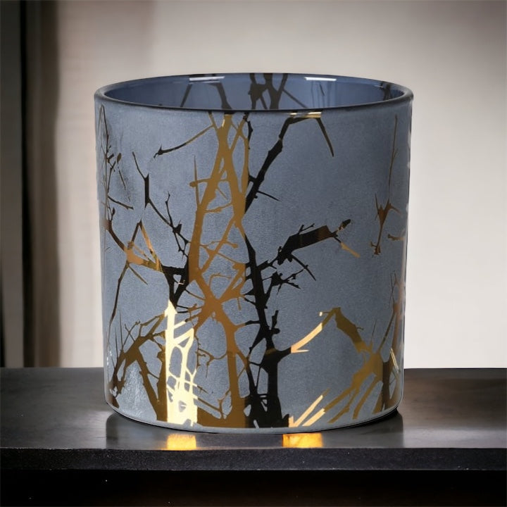 Gold Frosted Twig Design Candle Holder