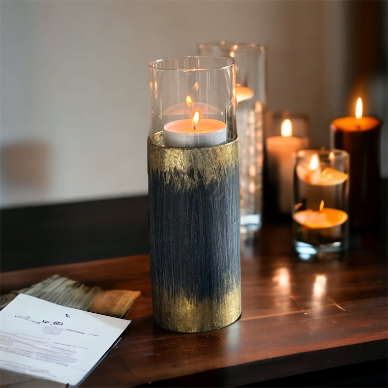 Gold Distressed Candle Holder