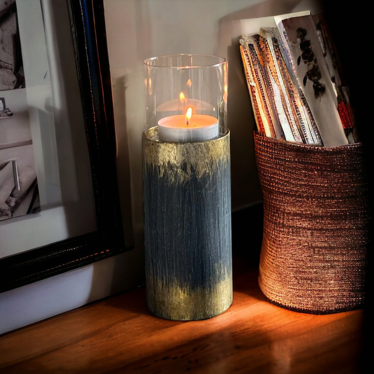Gold Distressed Candle Holder