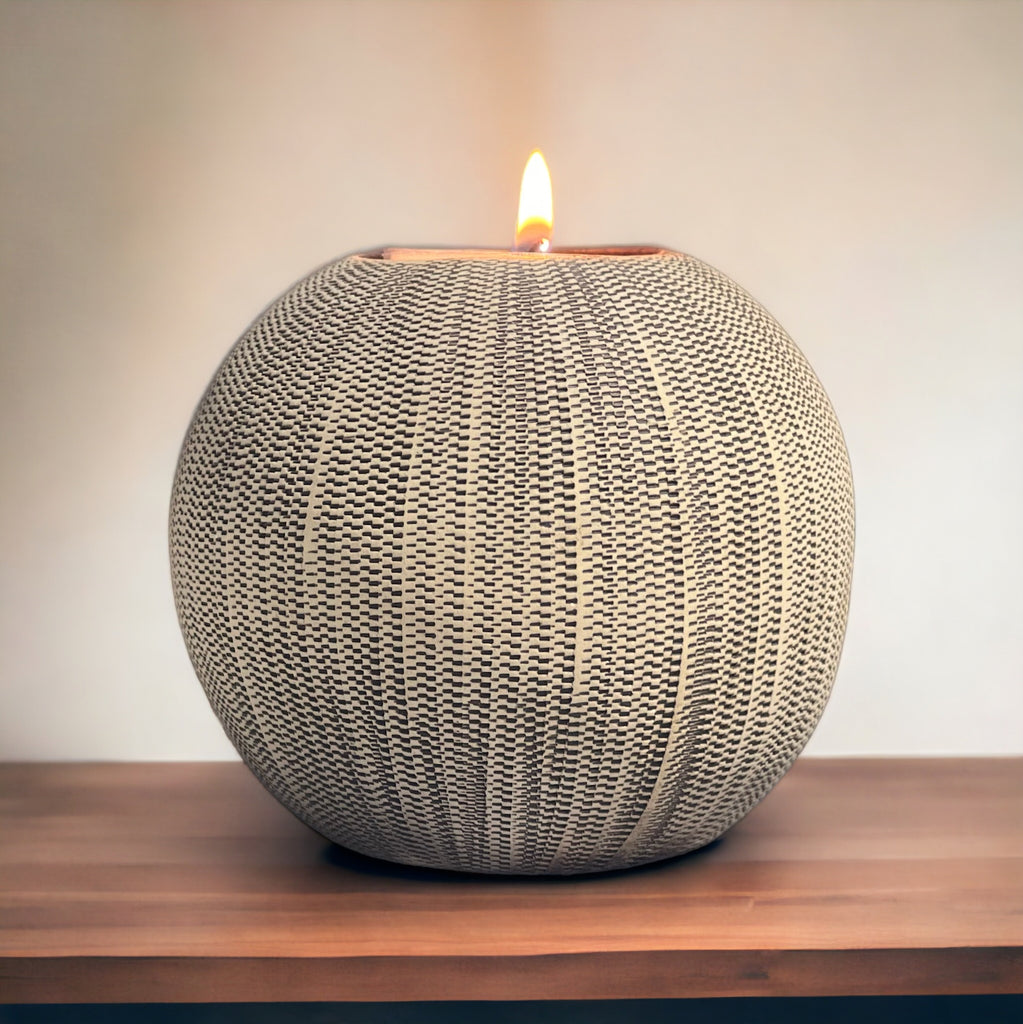 Small Round Textured Candle Holder