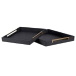 Black tray with gold rim on a white background