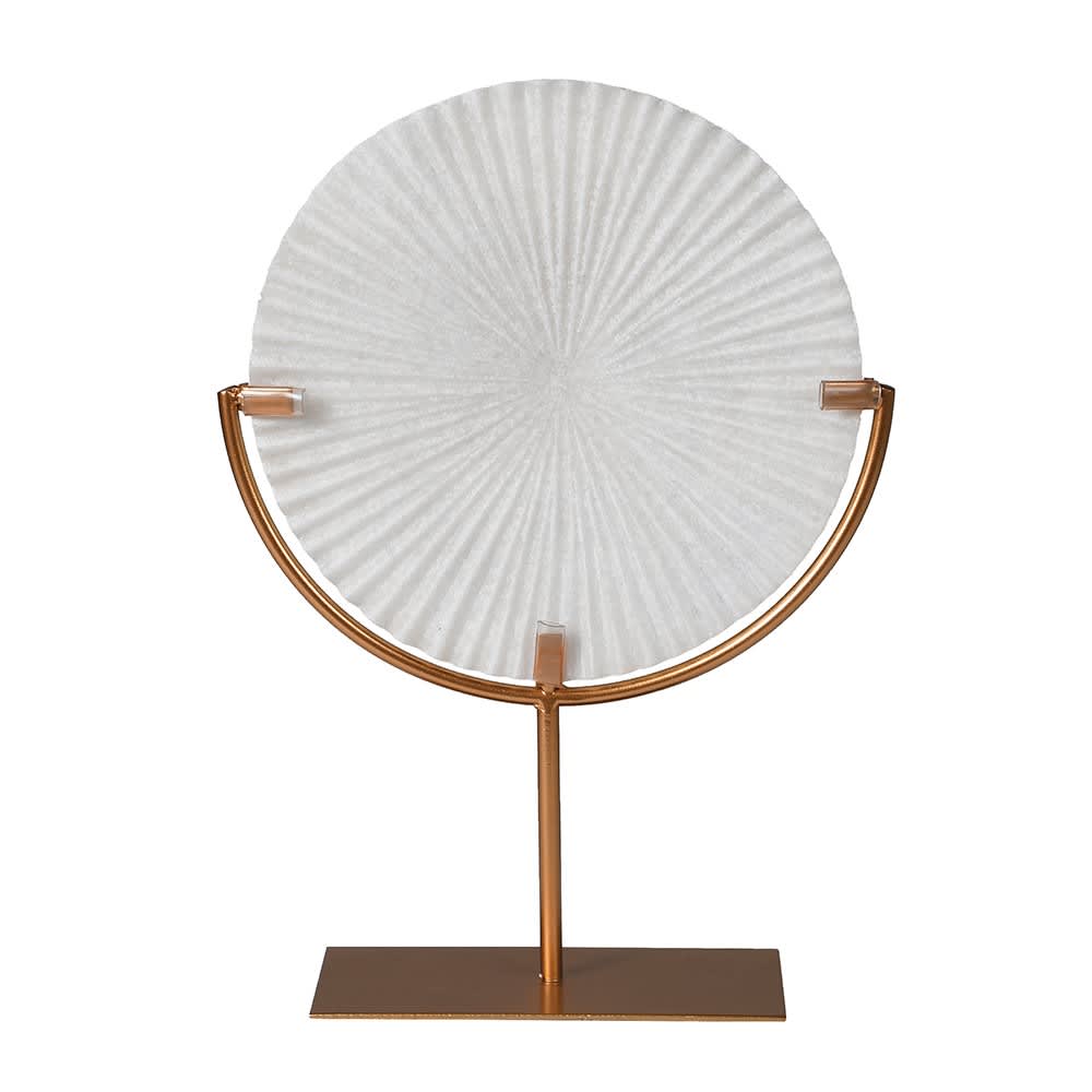 White Ribbed Disc on Stand