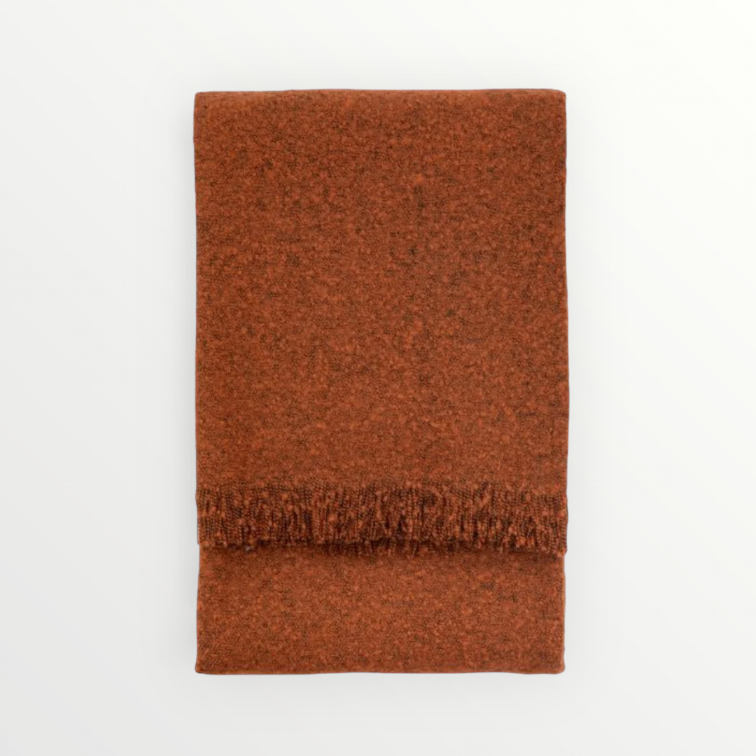 Soft Bouclé-Style Throw Blanket – Warm Rust