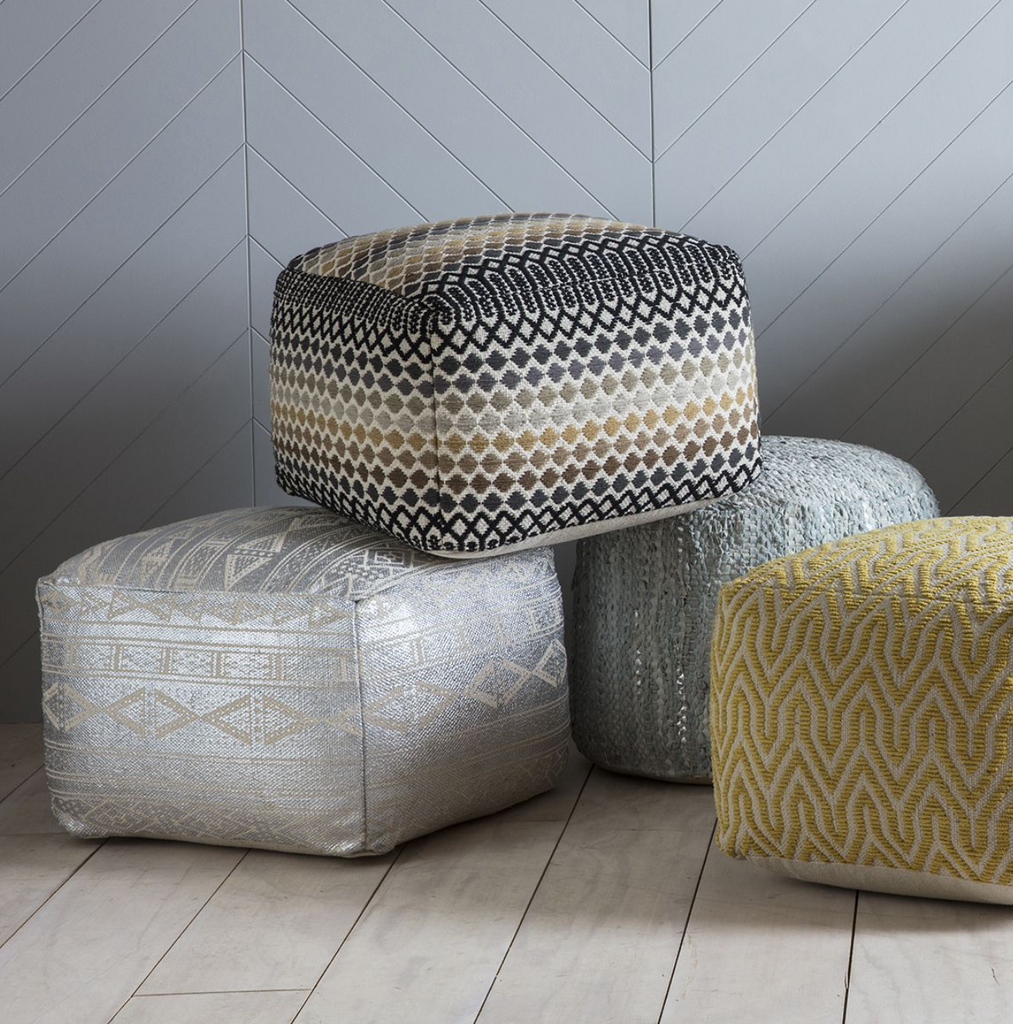 Ochre Geometric Pouffe