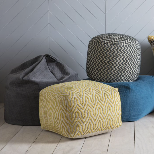 Ochre Geometric Pouffe