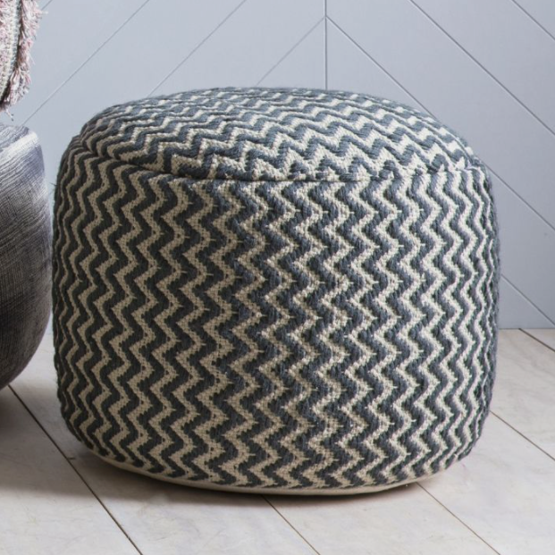 Grey Geometric Pouffe