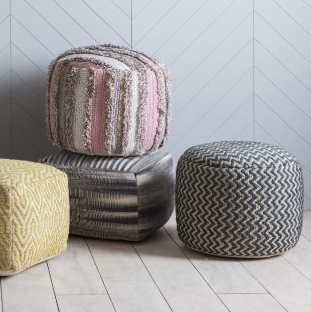 Grey Geometric Pouffe