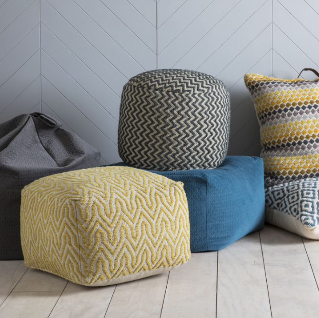 Grey Geometric Pouffe