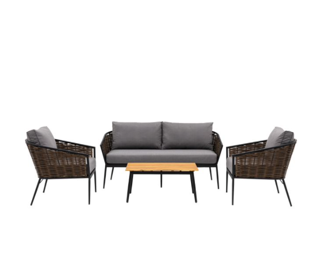 Lounge Set with Acacia Wood Coffee Table