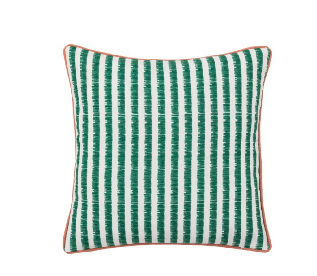 Set of 2 Green & Coral Geo Diamond Outdoor Cushions H:45cm x W:45cm
