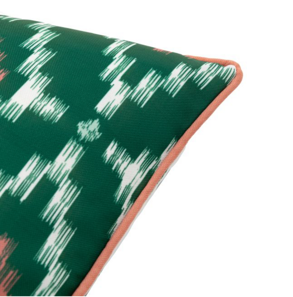 Set of 2 Green & Coral Geo Diamond Outdoor Cushions H:45cm x W:45cm