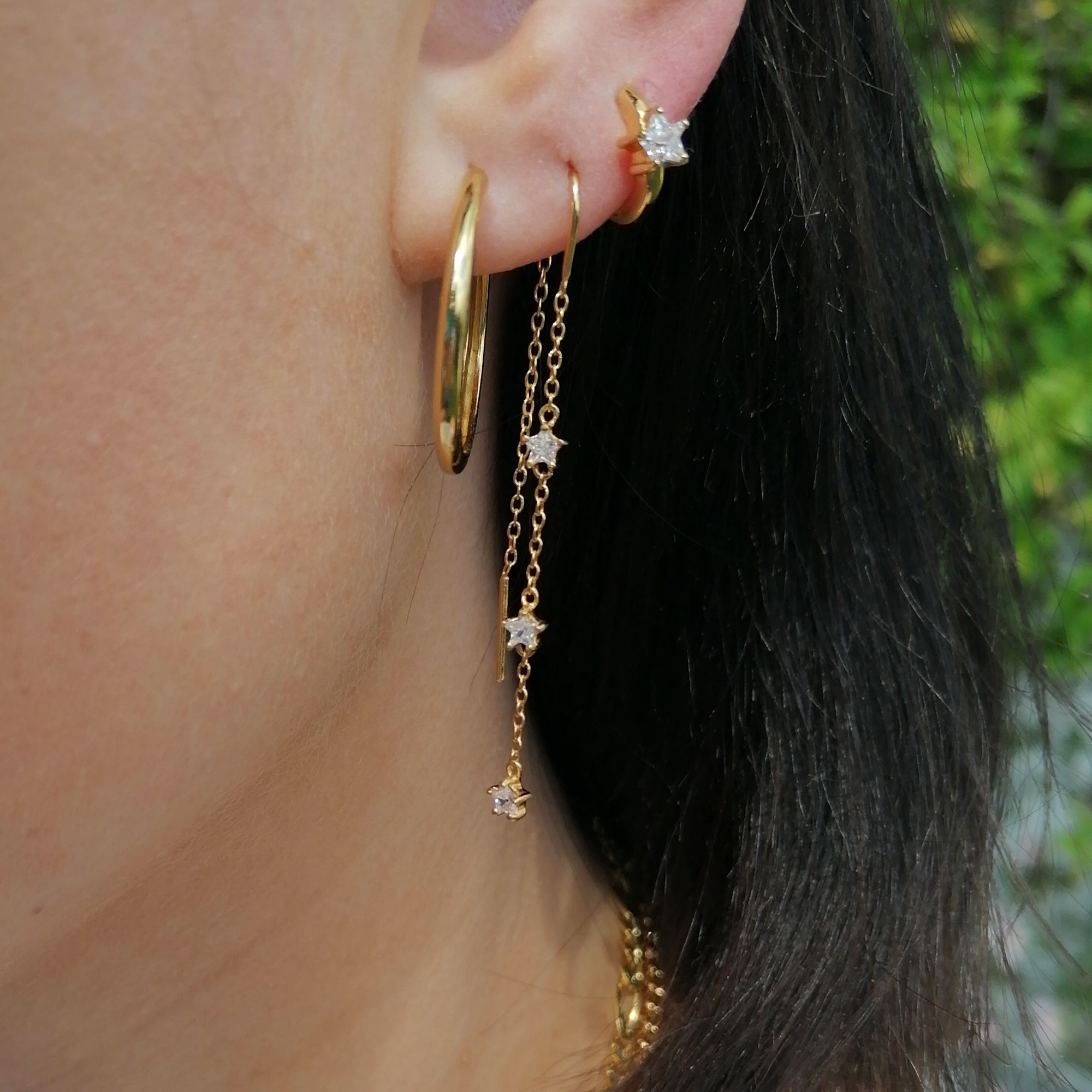 Sparkling Star Threader Earrings