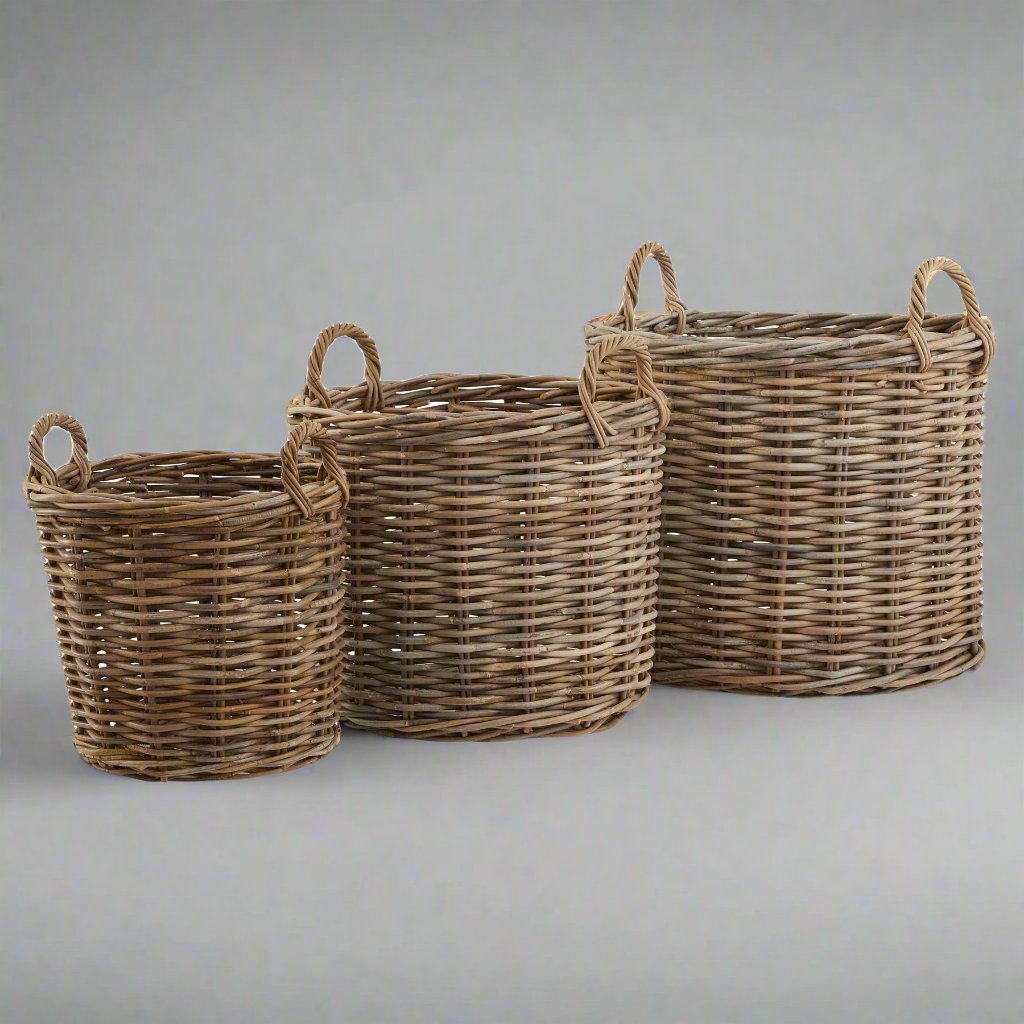 Arlo Set of 3 Round Rattan Storage Basket