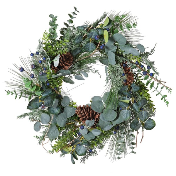 pine cone and eucalyptus wreath
