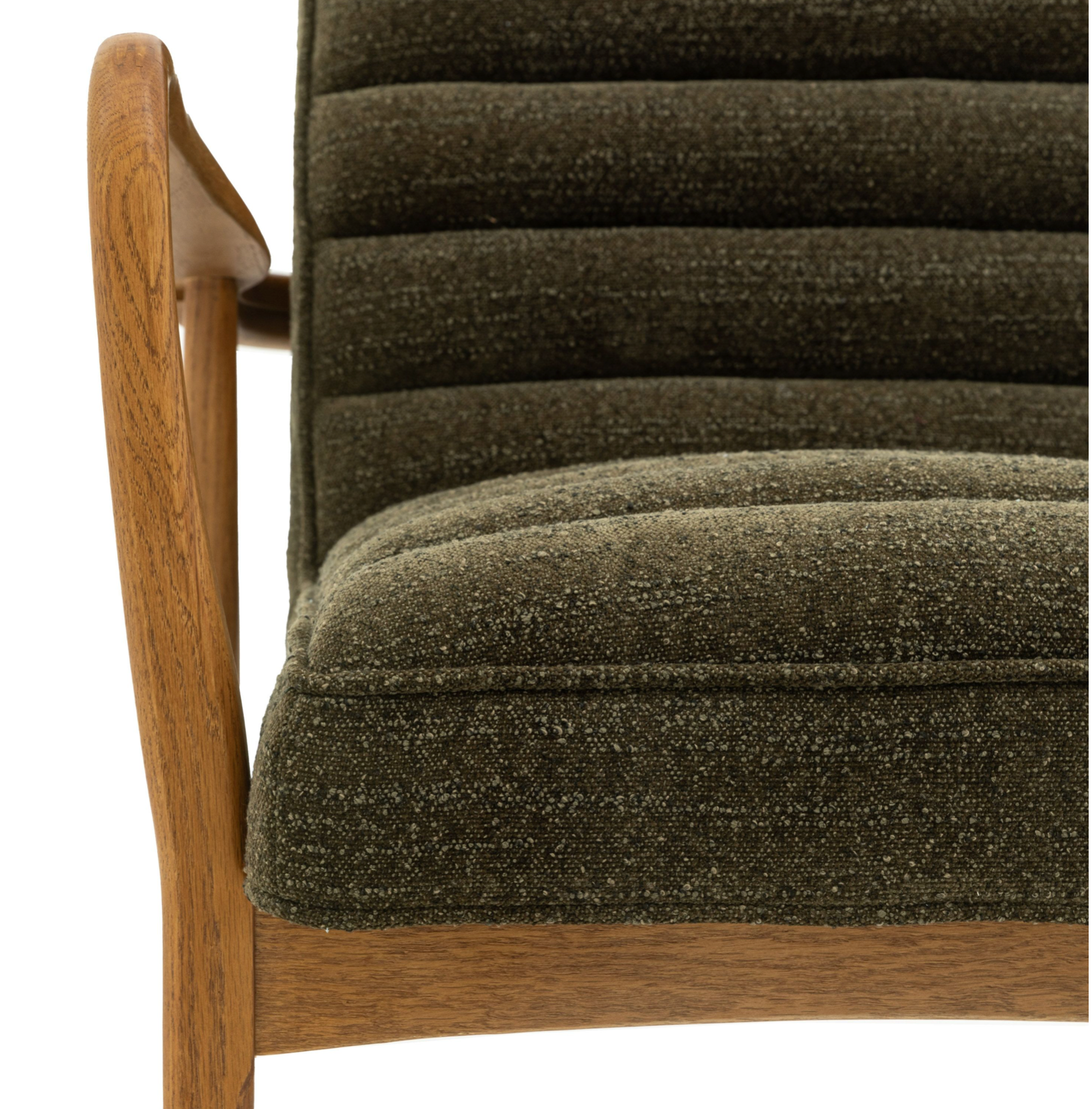 Westbourne Dark Forest Green Bouclé Armchair – Oak Frame