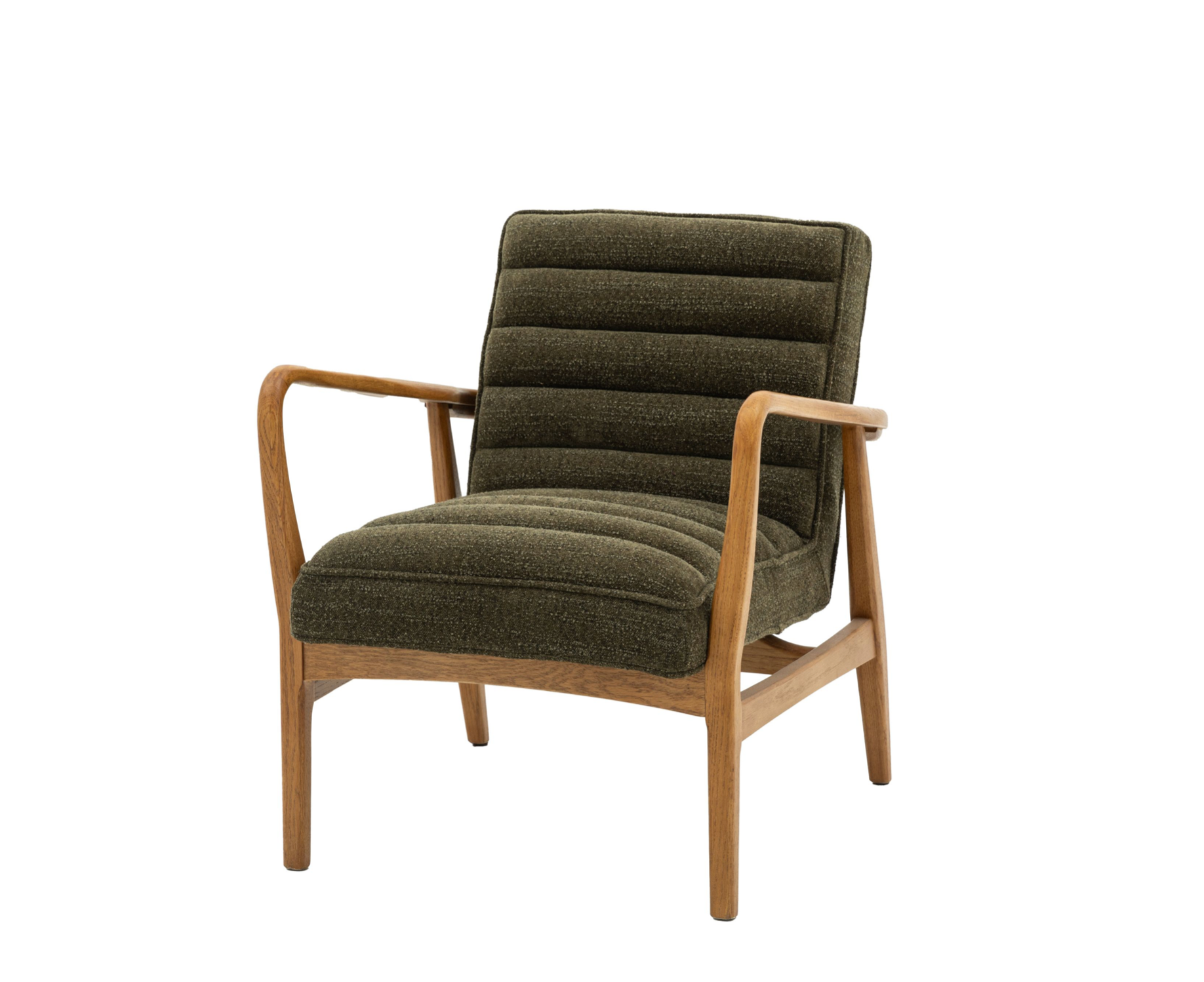 Westbourne Dark Forest Green Bouclé Armchair – Oak Frame