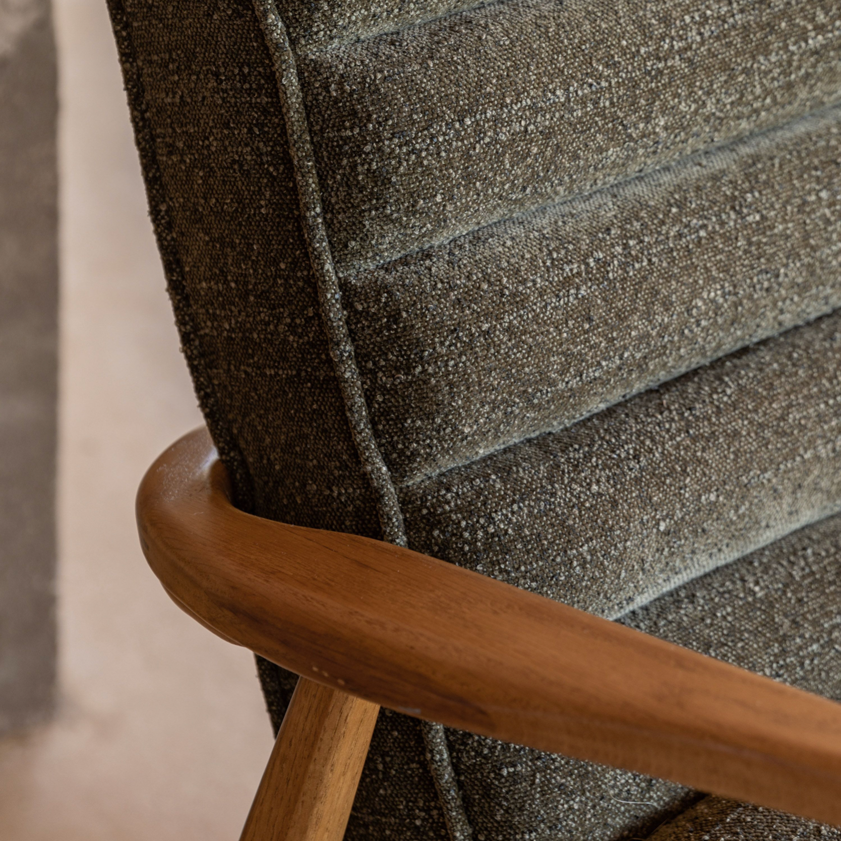 Westbourne Dark Forest Green Bouclé Armchair – Oak Frame